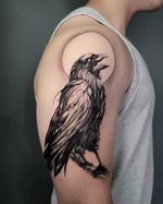 Just Crow . . . . . #tattoo #art #tattoomayhemstudio #crow #raven #blackandgreytattoo #armtattoo #orangecounty #californiatattoo #tattooideas