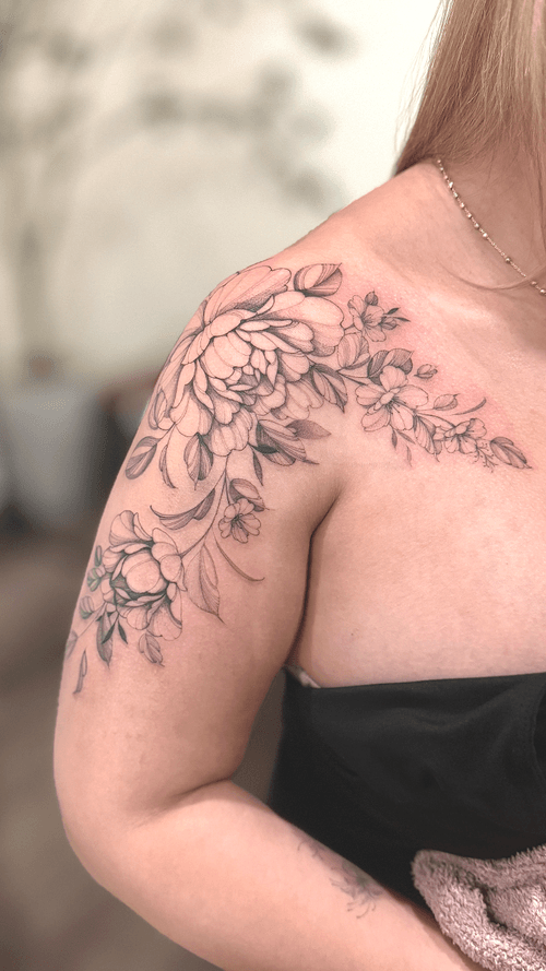 Shoulder Floral Tattoo
