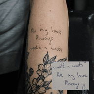 Let me put your loved ones handwriting/messages on you forever ? This was such an honour to do! I'm so grateful that you guys trust me to do such meaningful tattoos for you ?? (Also some healed cherry blossoms i did previously) Sponsored by @tattooboutiqueuk . . . . . . . . . . #tattoo #memorialtattoo #handwriting #handwritten #lovedone #tattooist #tattoos #tattooideas #tattooing