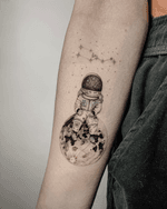 Astronaut on Moon Tattoo