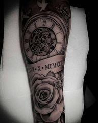 Clock ⏰ and Rose 🌹 for today ♥️♥️#clockandrosetattoo