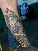 Black and Gray Eye, Clock, and Money Sleeve
