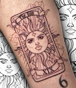 The Sun Tarot Card Outline Tattoo