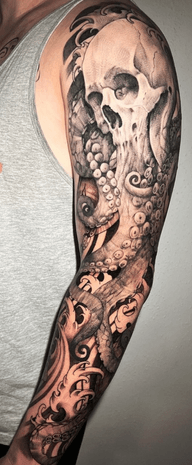 Skull and Octopus Sleeve
