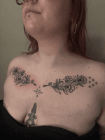 Elegant Floral Clavicle Tattoo