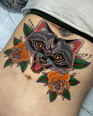 Traditional / Neo Traditional Raccoon Tattoo 