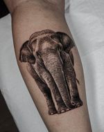 Detailed Etched Elephant Tattoo