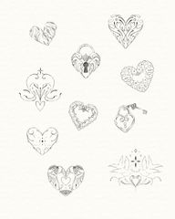 Heart with Floral and Scrollwork Design