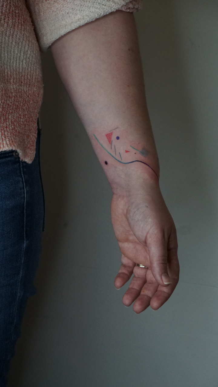 Avant Garde Geometric Watercolor Tattoo • Tattoodo