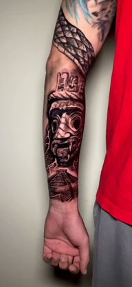 Mayan Mask and Pyramid Tattoo