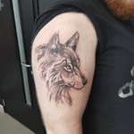 First tattoo for @tye.duffy - Thank you so much for coming in Tye, it was lovely to meet you - I've got a bit of space coming up next week so if anyone wants any ink please send me a message. - #wolftattoo #orpingtontattoo #womenwhotattoo #femaletattooist #wolfdesign #blackandgreytattoo