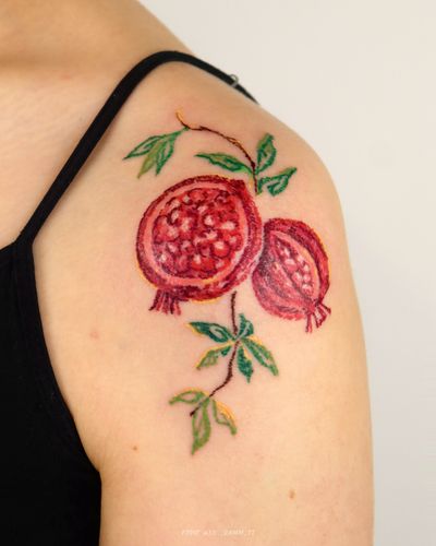 Abstract fruits / oil pastel colour tattoo