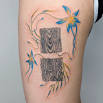 Wood blocks and flowers