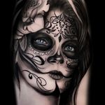 Portrait of my customer's grandmother 👵🏾❤ Day of the death theme. Not finished yet 😋 #dayofthedeadtattoo