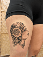 Black and Grey Traditional Ladyhead