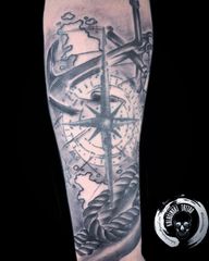 Nautical Compass and Anchor Tattoo