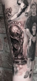1994 World Cup trophy shin piece to fill in a gap of the soccer/football/futbol half sleeve. One last bit of space to fill in. 