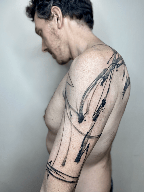 Abstract Brushstroke Arm Tattoo