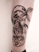 Black and Gray Koi Tattoo