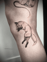 Fluffy fox in flight #fineline #blackandgrey #blackandgray