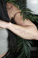 Fine line delicate snake tattoo