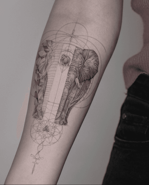 Geometric Elephant Tattoo