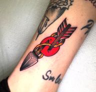 Arrow and Red Sun Tattoo