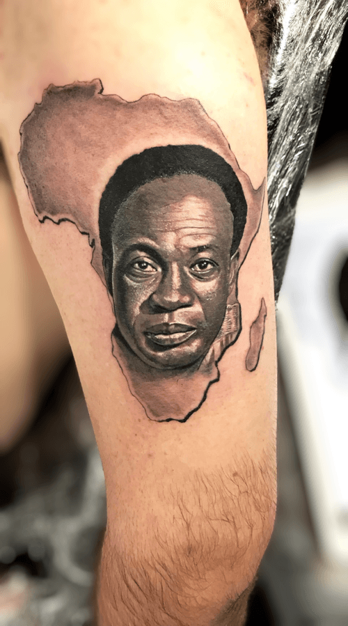 Kwame Nkrumah African Map Portrait