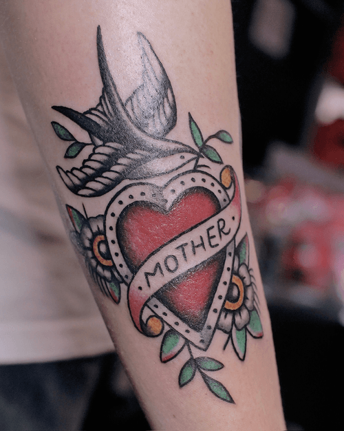 Traditional Mother Heart with Swallow