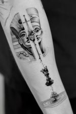 Surreal Egyptian Chess Tattoo