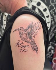 It’s never too late to get your first tattoo! Sometimes you just have to find the right thing. I love doing some handwriting and the hummingbird was so fun to draw. Thanks for trusting me with your very first tattoo, Brian! Now, what are we doing next? ?✨•Ive got time to tattoo and time to book!✨ DM me ✨•#tattoo #blackwork #blackworktattoo #tattoos #tattooartist #tattooideas #tattooflash #flashart #flashtattoo #explore #explorepage #mdtattooartist #dmvtattoos #instagood #line #lineworktattoo #linework #handwriting #script #scripttattoo