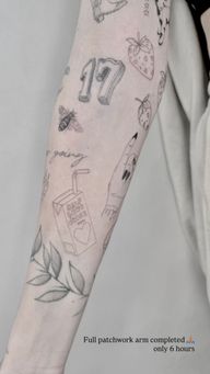 Delicate Fine Line Patchwork Sleeve