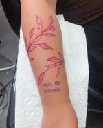 Vine and Script Tattoo Outline