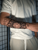 Half sleeve geometric dotwork mandala