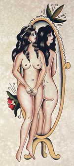 Pin-up Girl with Mirror