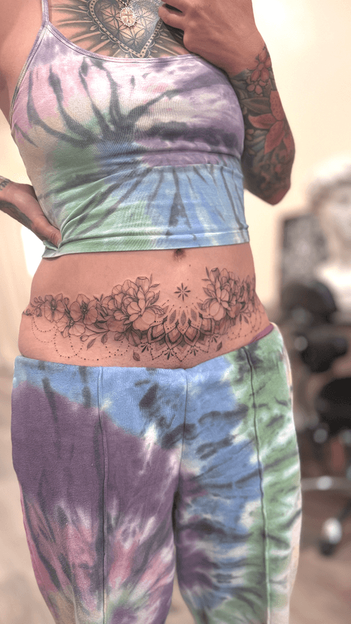 Abdominal Floral Tattoo