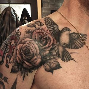 Sleeve in progress by Scott Trerrotola #blackandgrey #rose #roses
