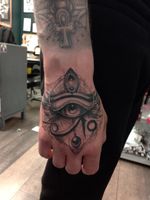 Eye of Horus hand tattoo