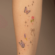 Butterfly and Floral Tattoo