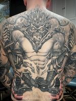 Yesterday I worked on @bury_me_in_smoke666 back piece @diamondclubtattoo closing in almost there thank you Jake your commitment your amazing as always good sir