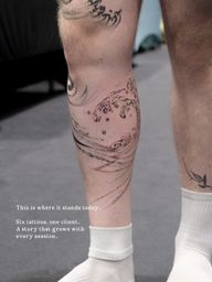 Handpoked • dot by dot
One story, growing wave by wave.
Session 4 of a year-long collection. Every piece begins with a consultation, where we sit down, draw, and talk through each detail. I learn something new every time, from how I approach the piece to the elements and techniques I want to bring them in.
Last year’s project on his upper knees and outer shin were built with blackwork packing and bold needle, while I was still searching for my handpoke and dot work texture.
This time, the inner calf brings fine line and bold needle texture together, with delicate details in between.
Where the two waves crash into each other, last year’s bold meets this year’s fine, as one.
He gave me 100% trust and freedom. The stencil is only a guide. I follow my instinct and senses, and texture cannot be copied, because it is part of me.
Six tattoos in, he is a walking portfolio, and every piece shows my style refining and growing.
Thank you for the trust from the very first beginning, and see you next time!
10 hours-
BOOKS OPEN
Flash and custom designs Welcome
To inquire or book in, DM or through @tattoodo link in bio.
#handpoke #londontattoo #legtattoo #wavetattoo #texturetattoo
