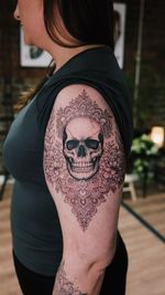 Skull and Floral Mandala Tattoo