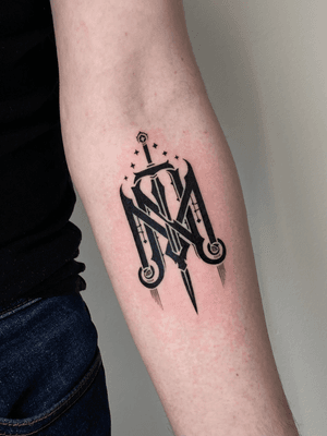 Bold lettering tattoo style