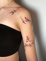 Free hand Wrap around Cherry blossom tattoo