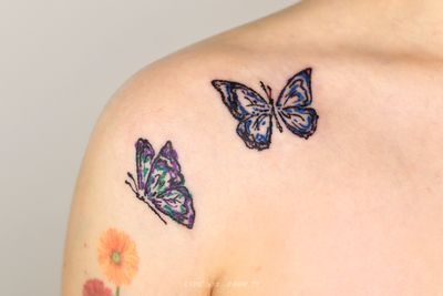 Abstract butterflies oilpastel colour tattoo