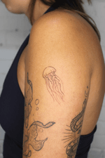 Delicate Jellyfish Outline Tattoo
