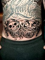 Daruma Skull Stomach Tattoo