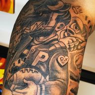 Cartoon Football Player Tattoo