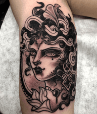 Ornate Black and Gray Woman Portrait