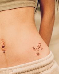 Small ornamental vintage flowers on the hip